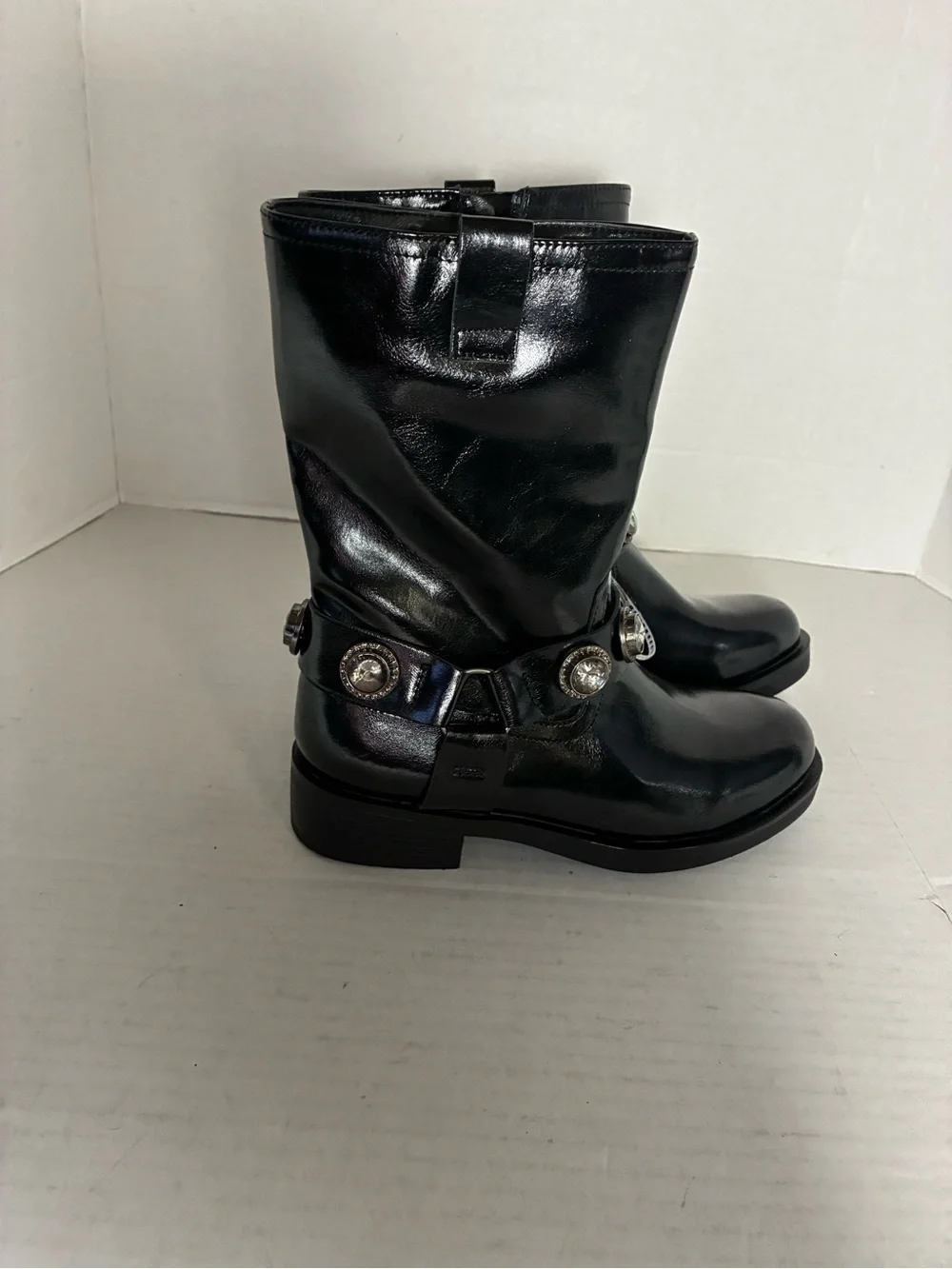 Kurt Geiger London Octavia Black Patent Crystal Harness Boots NWT Kids Size 2